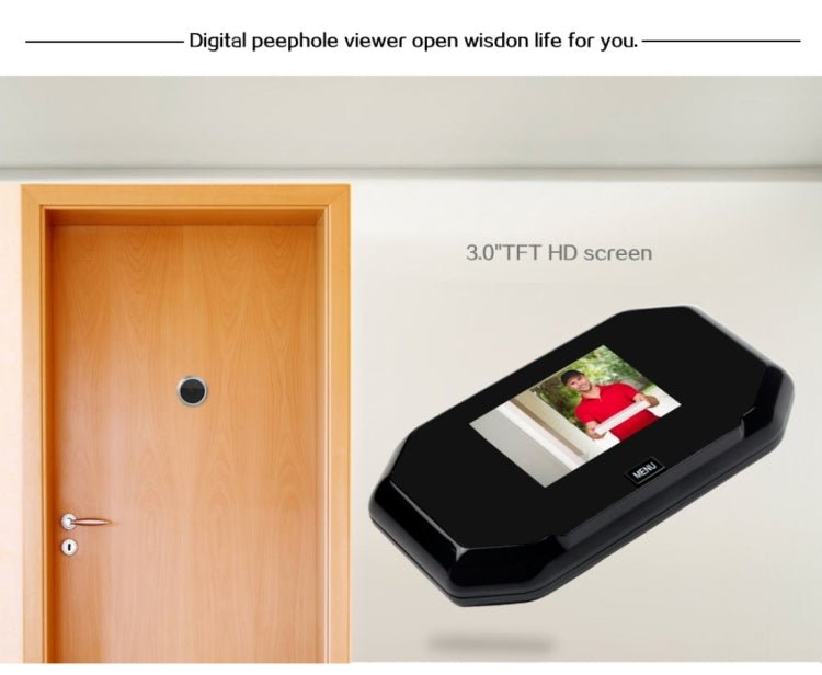 YB - 30BH 3 inch Screen 1.0MP Security Camera Taking Picture Door Peephole, Support TF Card - Trustpick
