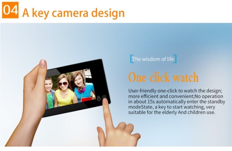 YB - 43CH 4.3 inch Screen 1.0MP Security Camera Door Peephole with One - key to Watch Function - Trustpick