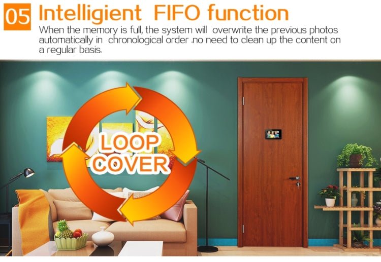 YB - 43CH 4.3 inch Screen 1.0MP Security Camera Door Peephole with One - key to Watch Function - Trustpick