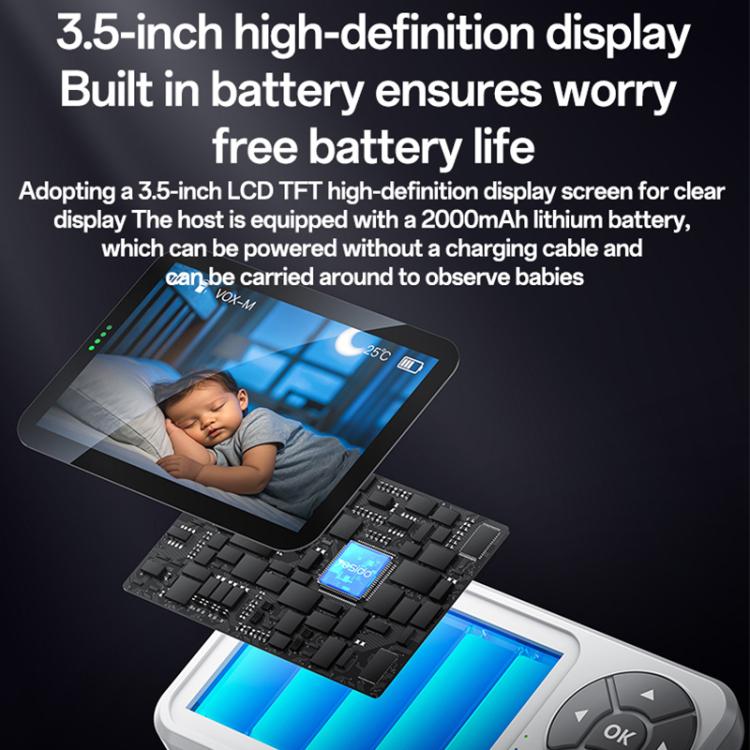 Yesido KM26 3.5 inch TFT screen 2.4G Baby Monitor Care Camera, Plug: UK Plug - Trustpick