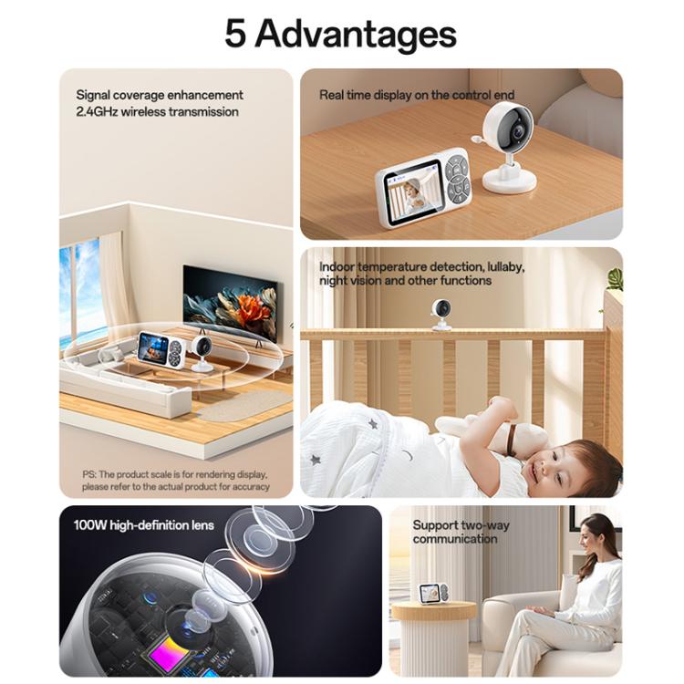 Yesido KM26 3.5 inch TFT screen 2.4G Baby Monitor Care Camera, Plug: UK Plug - Trustpick