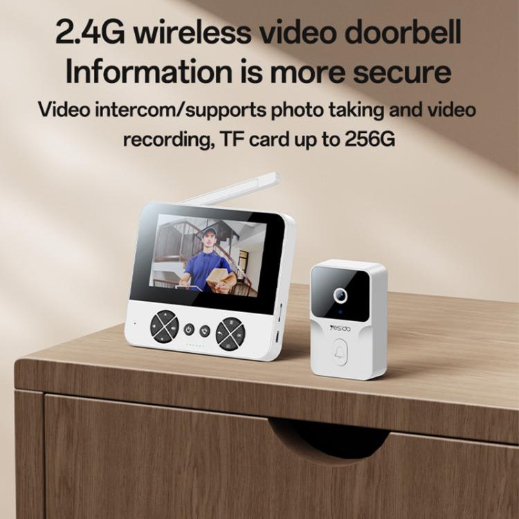 Yesido KM27 4.3 inch TFT Screen 2.4G Wireless Video Intercom Doorbell, Plug: UK Plug - Trustpick