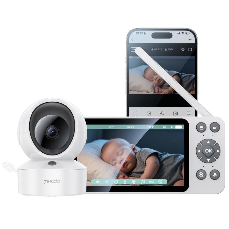 Yesido KM28 5 inch LCD Screen 2.4G WiFi Baby Monitor Care Camera, Plug: UK Plug - Trustpick