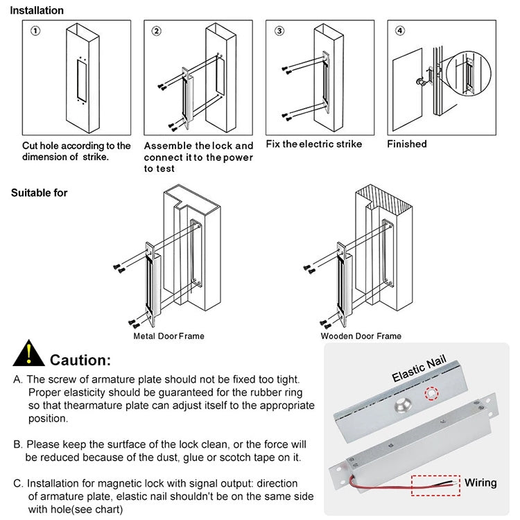 YH - 280M Single Door Magnetic Lock With Mortise Mount (280kg) - Trustpick