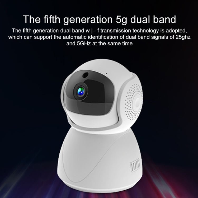 ZAS - 5G01 1080P Home 5G WiFi Dual - band Panoramic Camera, Support IR Night Vision & TF Card Slot & AP Hot Spot & Designated Alarm Area, UK Plug - Trustpick